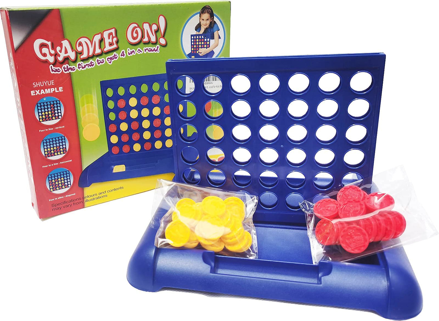 4 IN A ROW Board Games Foldable Line up 4 Toys Children's Educational for Kids Blue SHUYUE
