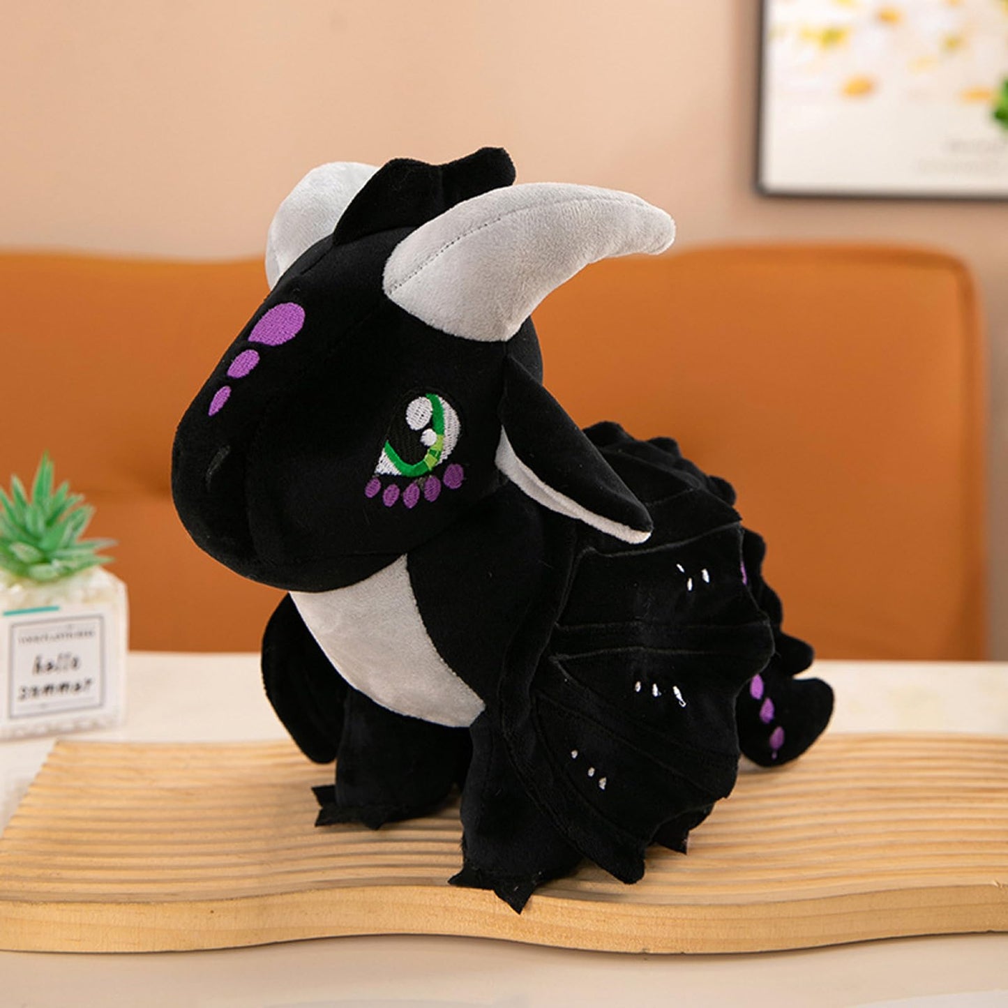 Soft Plush Wings Dragon Figures Stuffed Animals Toy Pillow Doll, Pterosaur Flying Black Dragon Plushie Toys Best Birthday Christmas Anniversary Fiesta