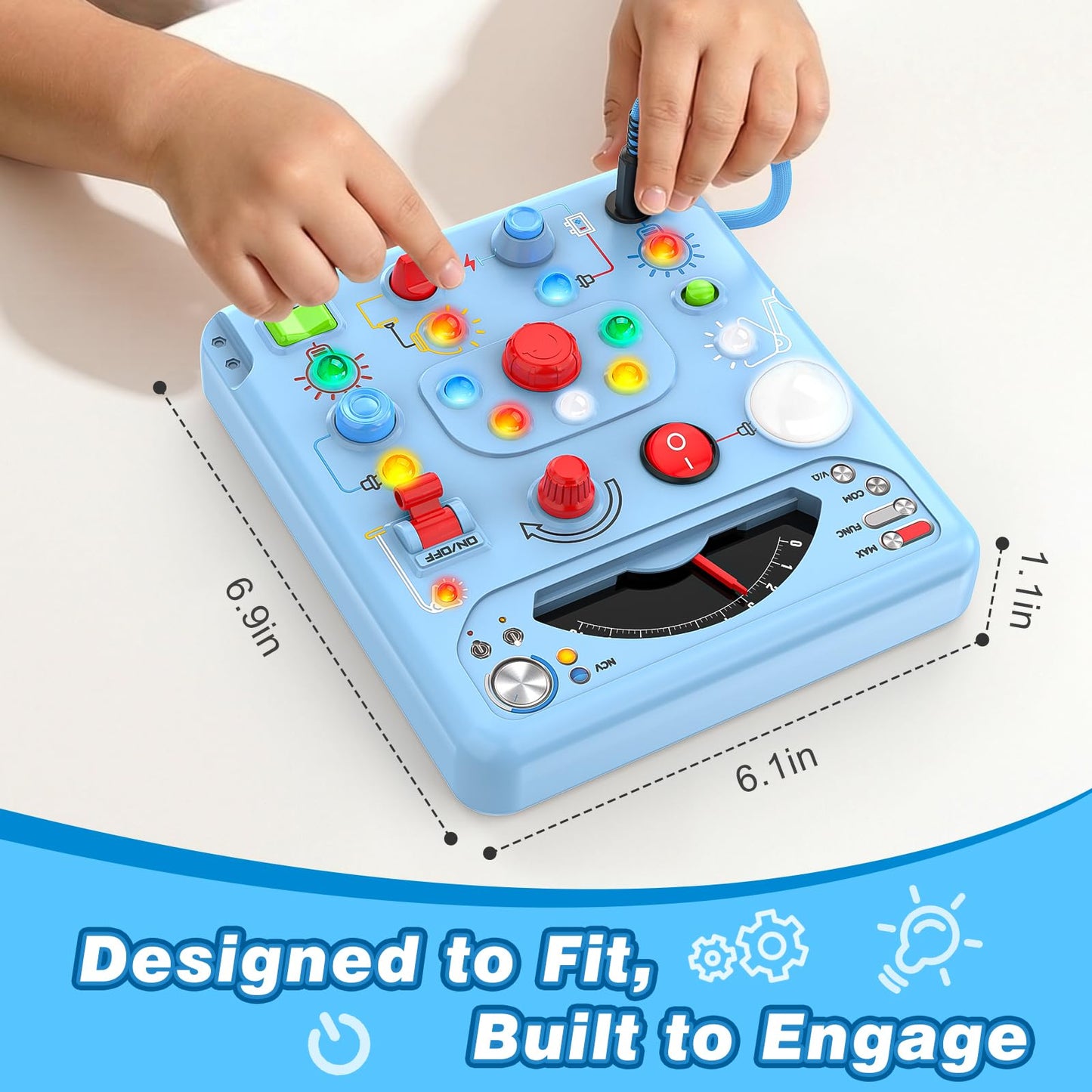 Busy Board Montessori Toys for Toddlers 1 2 3 4 Year Old with 13 LED Lights, Sensory Board Toys Educational Learning for Toddlers, Activity Toy