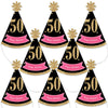 Big Dot of Happiness Chic 50th Birthday - Pink, Black and Gold - Mini Cone Birthday Party Hats - Small Little Party Hats - Set of 8
