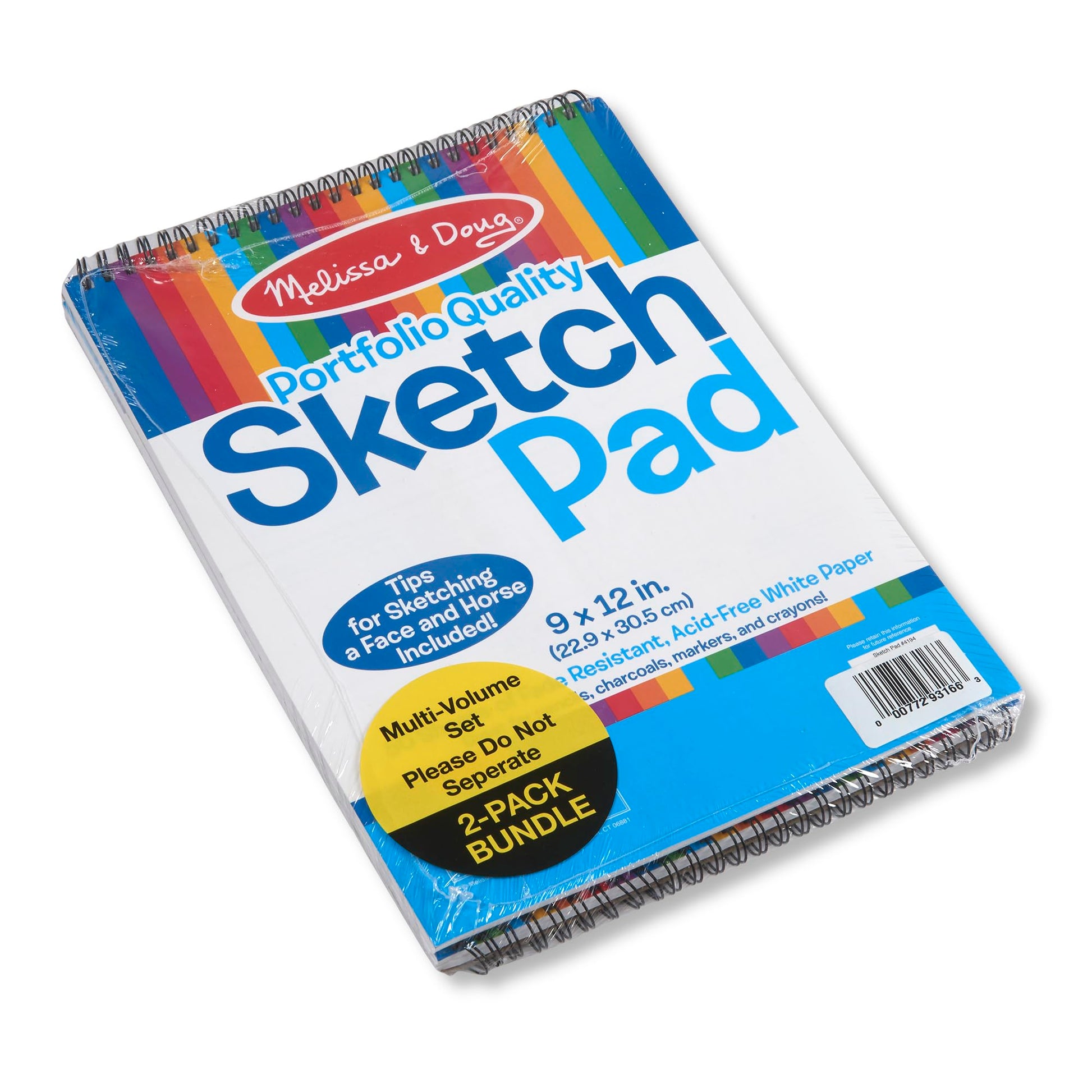 Melissa & Doug Drawing Paper, Sketch Pad, 2-Pack Bundle for Coloring, Writing or Painting (9 x 12 inches) - 50 Sheets Each, Kids Drawing Pad & Art