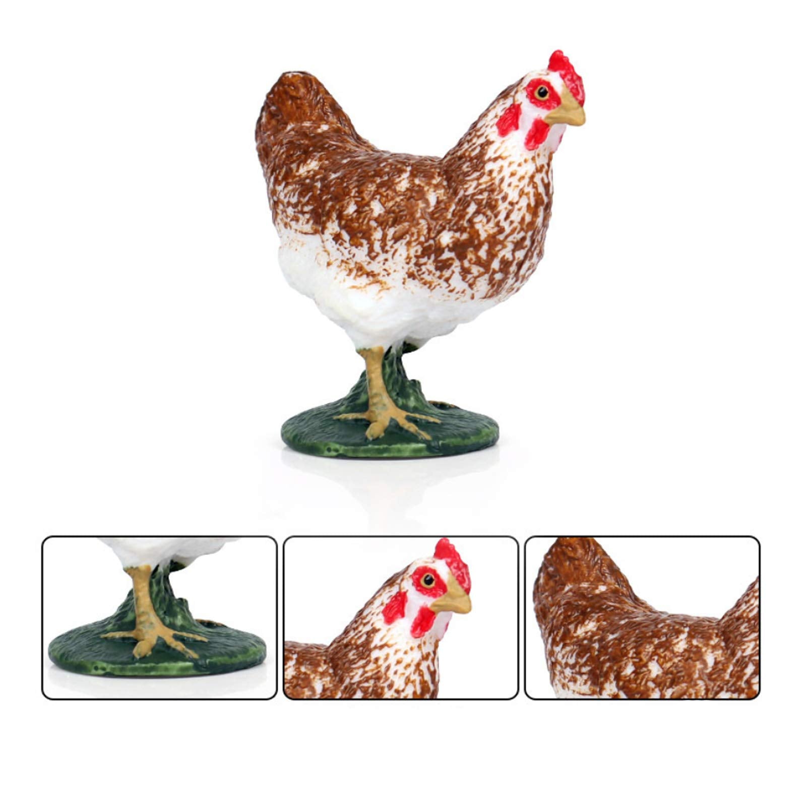Fevoila Farm Animals Figures, 5 Piece Simulated Farm Chicken Animal Statue Realistic Chicken Farm Animals Figures Cake Topper, Chicken Model Easter
