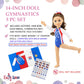 Emily Rose 14" Doll 5-PC Gymnastics Outfit Set with Bejeweled Leotard, Winner Medal & Reusable Stickers | Padded Mat & Hair Tie | Fits WellieWishers &