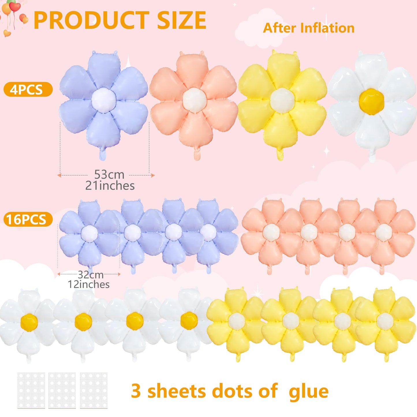 EUVBOKW 20 Pcs Daisy Balloons Flower Balloons Party Decorations