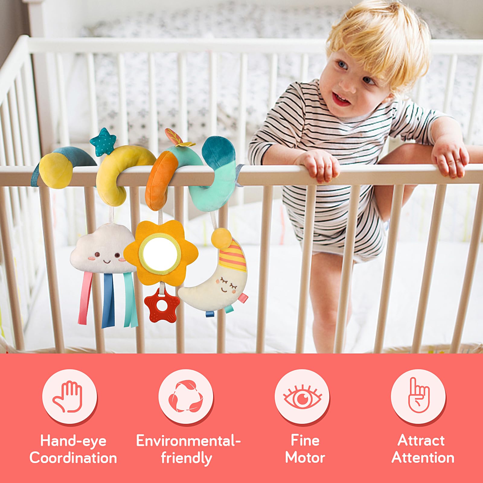 Car Seat Toys Infant Toys 0-6 Months Newborn Toys, Stroller Toys Baby Toys 0-3 Months, Baby Toys 0-6 Months for Crib Mobile Bassinet with Rattles