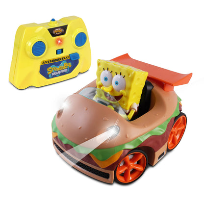 NKOK Spongebob Krabby Patty RC Car with Lights & Turbo Boost, Ages 6+