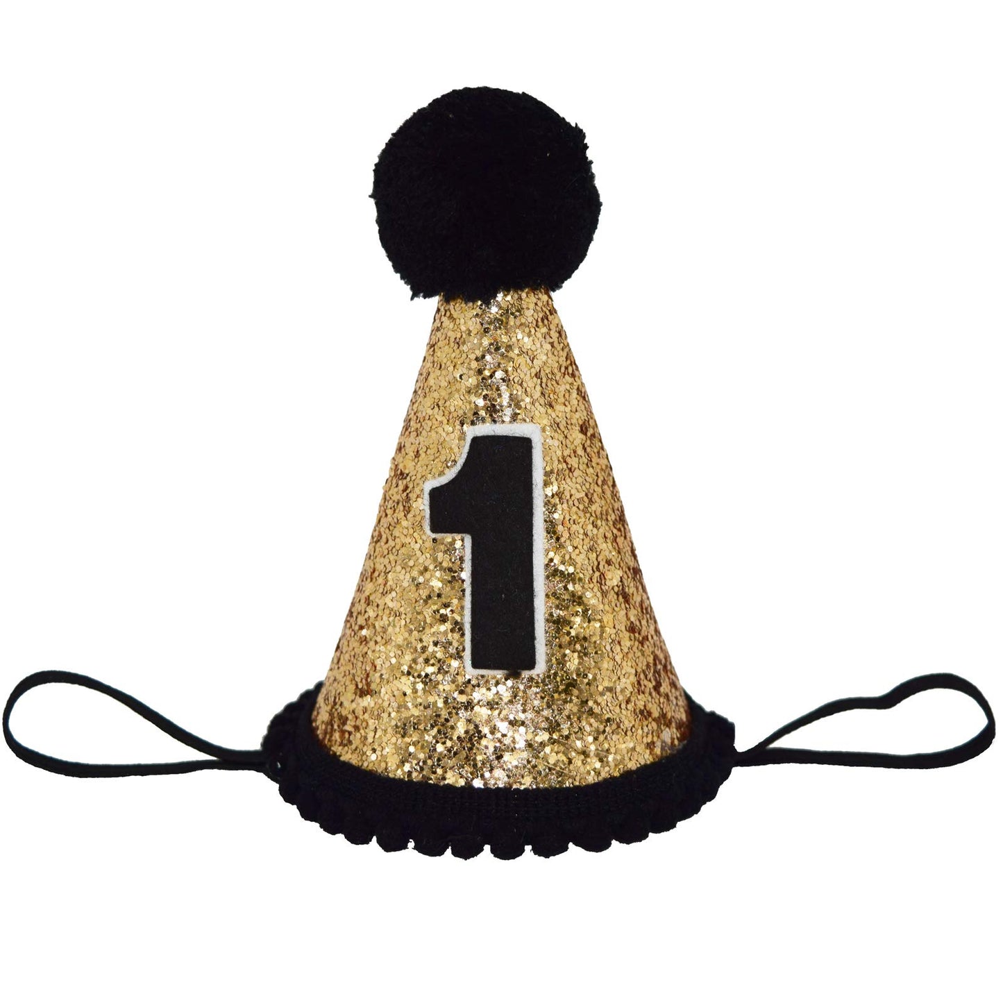 Maticr Baby Boy 1st Birthday Cone Hat Headband Cake Smash First Birthday Party Supplies (Gold Black 1)