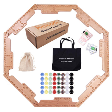 Nosadi Jokers and Marbles Board Game,Real Beech Wooden Marble Game for 2-8 Player,Best Family Board Game for Game Nights,Holidays and Casual Social