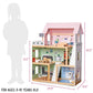 Lil' Jumbl Kids Wooden Dollhouse, 17-Piece Accessories & Furniture are Included, with Balcony & Stairs, 3 Story Easy to Assemble Doll House Toy - Pink