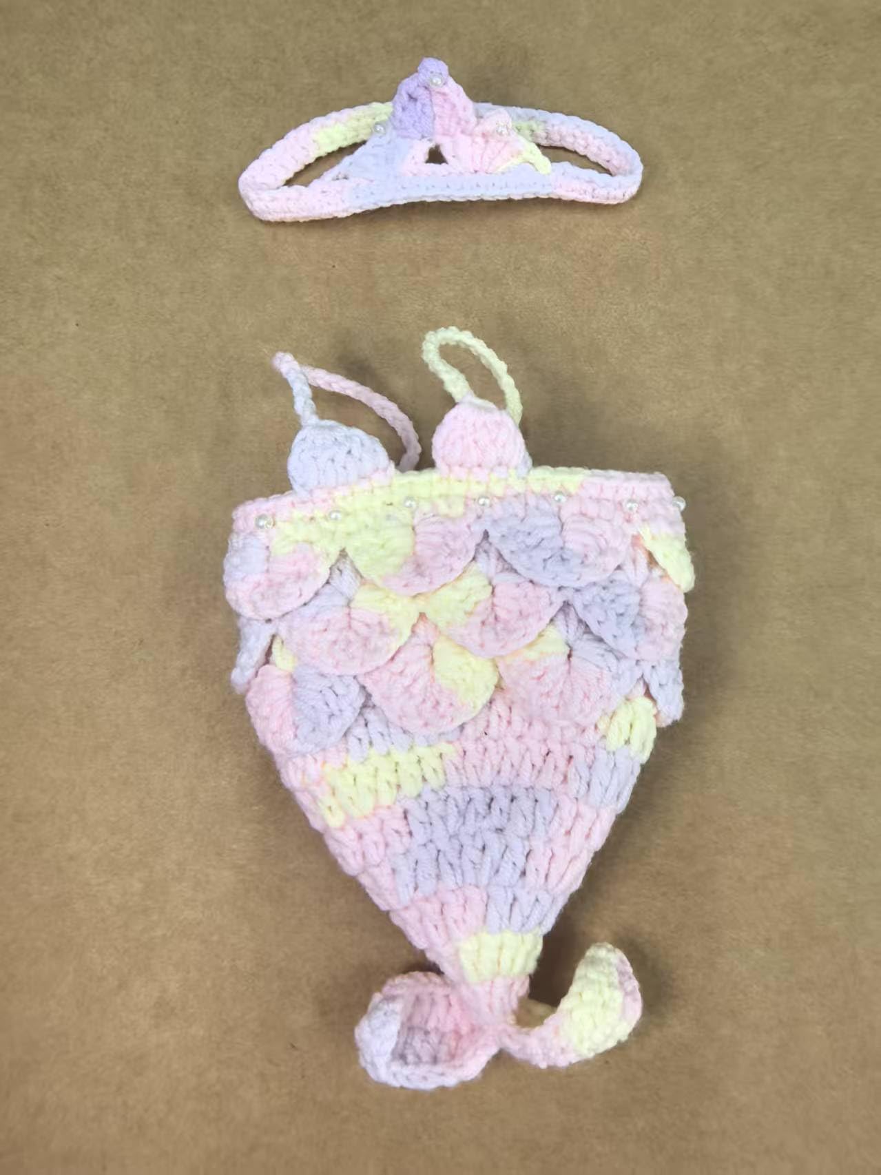 Clothes for Labubu Doll,Clothes for Doll Accessories,Hand-woven Bikini Mermaid Crochet Skirt Set,Summer Mermaid Costume Outfit Suitable