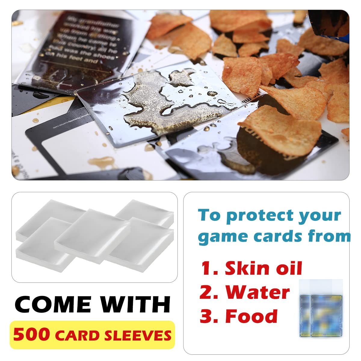 Hard Travel Card Game Case Includes 4 Removable Dividers and 500 Counts Card Sleeves, Holds Up To 1600 Cards for Cards Against Humanity and Other