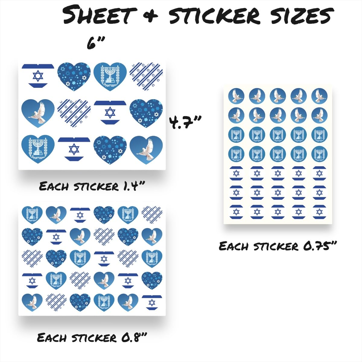 450PCS Israel Flag Stickers for Yom Ha'atzmaut, Classrooms & Crafts