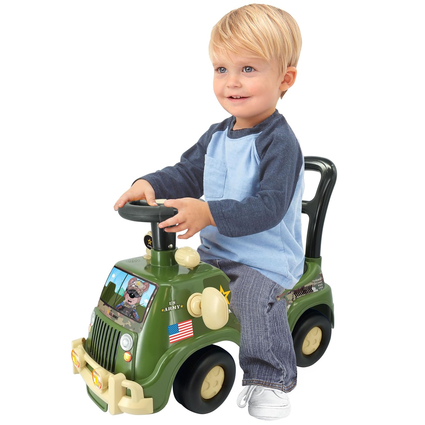Kiddieland Lights & Sounds Military Activity Truck Ride-On Toddler Vehicle