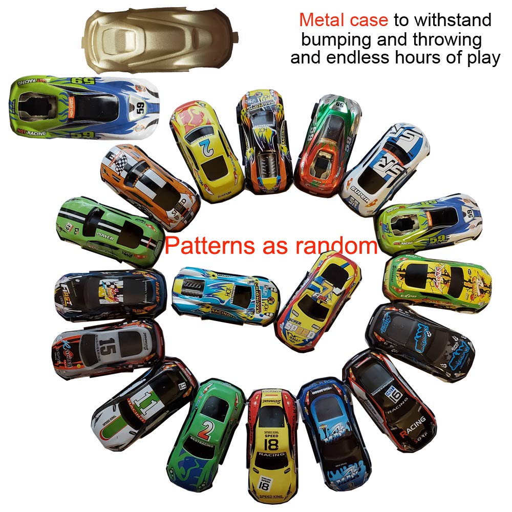 Himeeu 18Pcs Metal Pull Back Racing Car Toy Die Cast Race Cars Vehicles Friction Powered Toddler Boy Toys 2.7 Inch