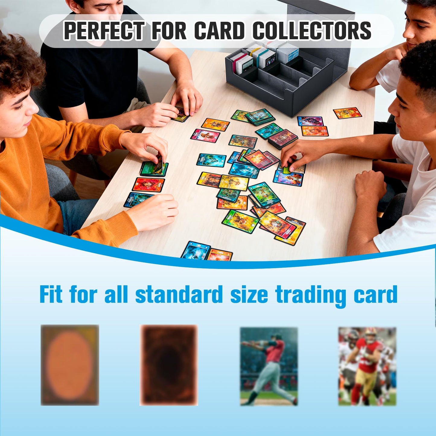 Astrell Trading Card Storage Box with 12 Dividers and 6 Foam Stoppers, Large Capacity Sturdy Leather Strong Magnetic Closure MTG Commander Deck Box