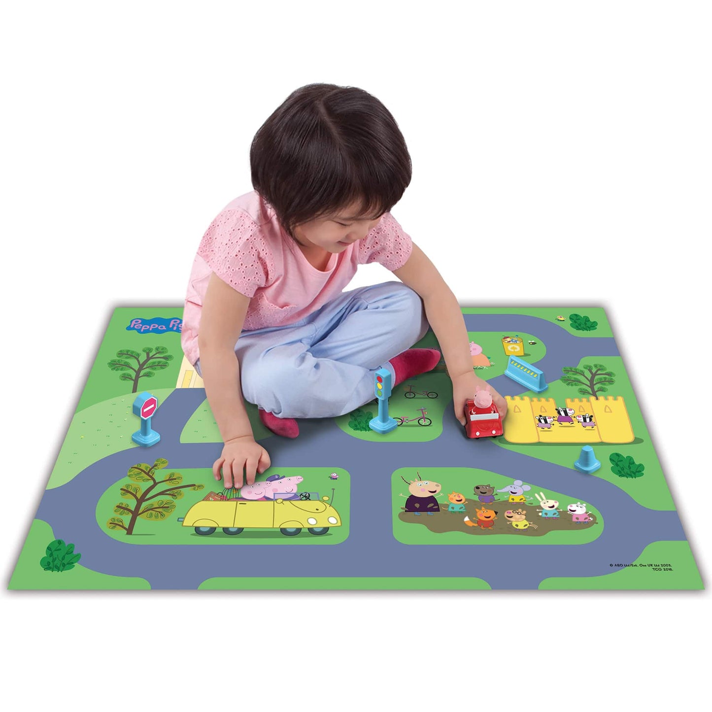 Imaginmat: Deluxe - Peppa Pig - Floor Playmat & Toy Car, 30.5 x 20.5, Character Vehicle & Road Accessories, Durable EVA Foam Mat, Licensed, Kids 3+