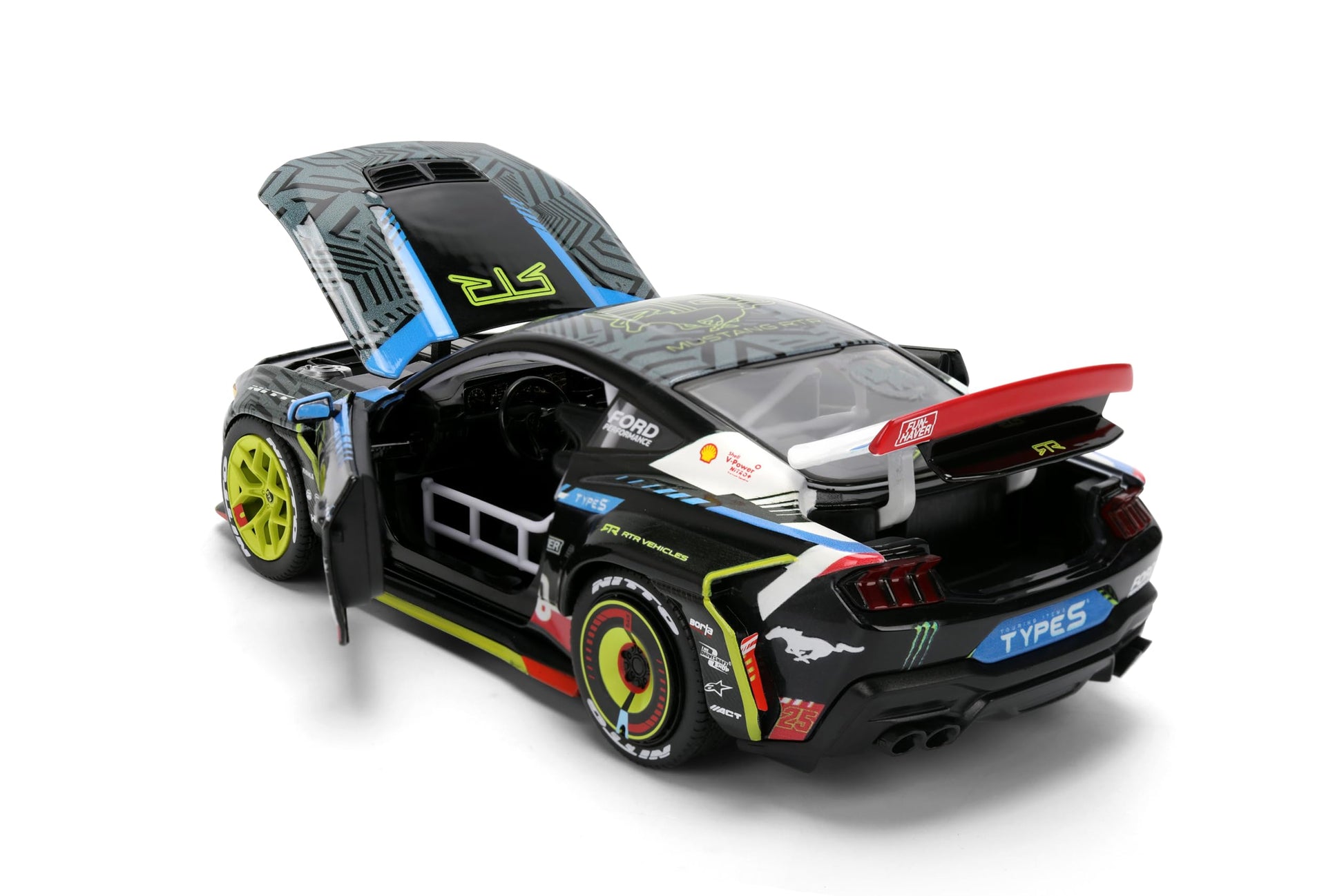 Jada Toys AutoZone 2025 Ford Mustang RTR 25 Vaughn Gittin Jr. Die-Cast Car 1:24 Scale - Pro Drift Styling, Collector Edition
