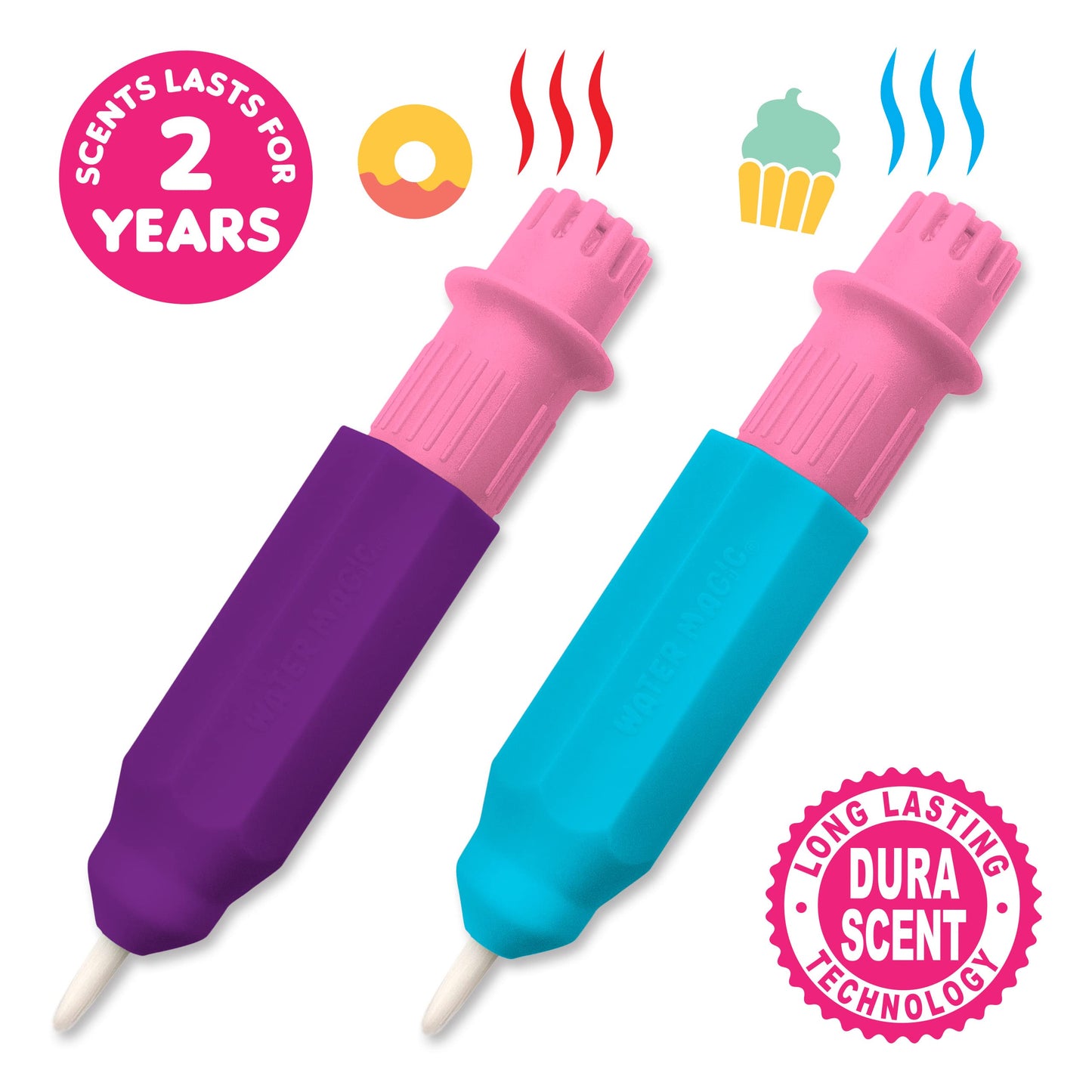 Scent Masters Water Magic (2Pack - Cupcake and Donut) - Patented Gourmet Scented Reusable Water Reveal Activity Pads - No Mess, All Fun by Scentco