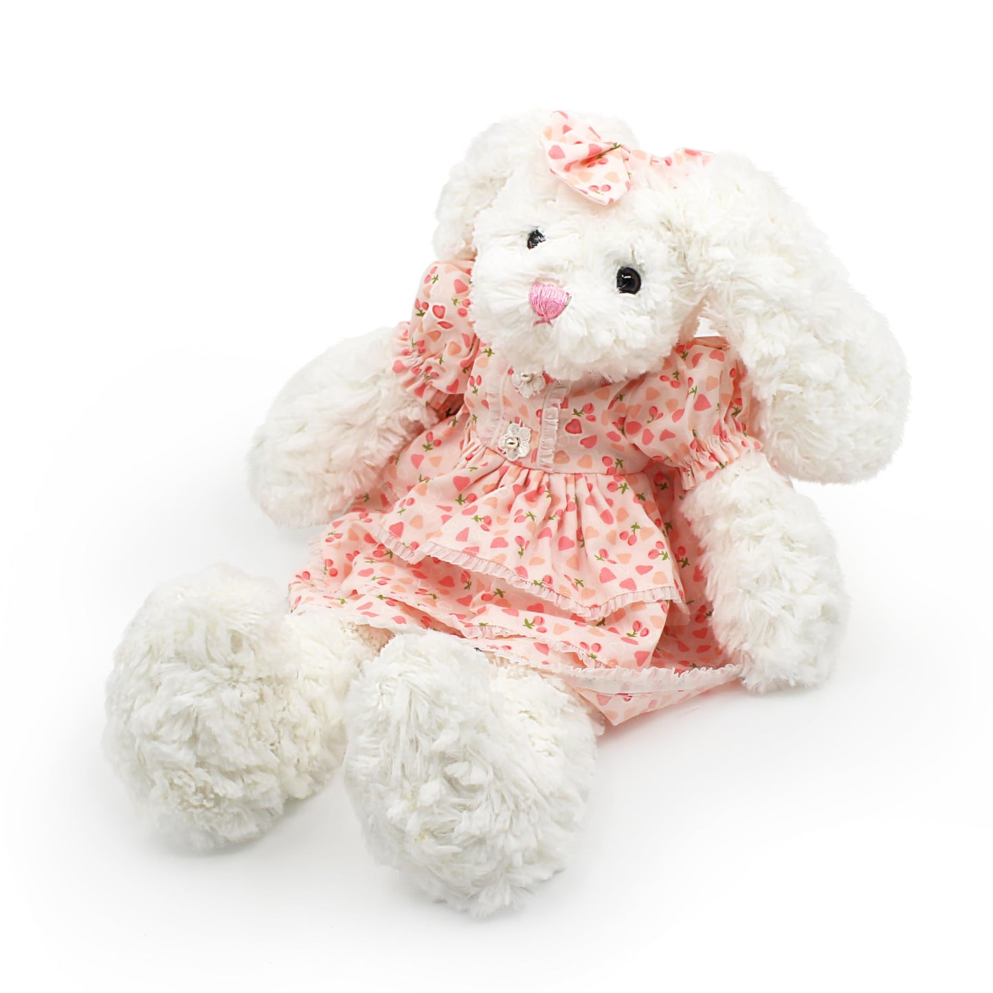 oits cute Floppy Bunny Stuffed Animals in Dress for Baby Girls Plush Toys 18 Inch (Pink Lolita Floral Dress)