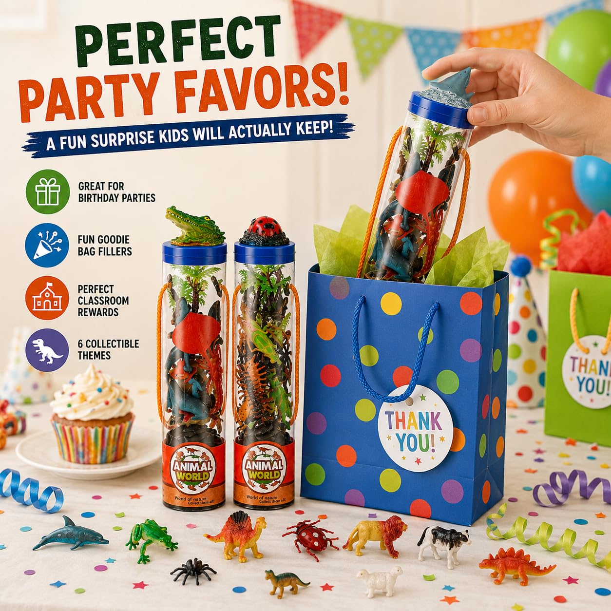 78PCS Mini Animal Figures Toys, 6 Pack Animal Figurines Collection with Dinosaur, Ocean, Farm, Wild Animal, Reptile & Insect Toys, Party Favors, Cake
