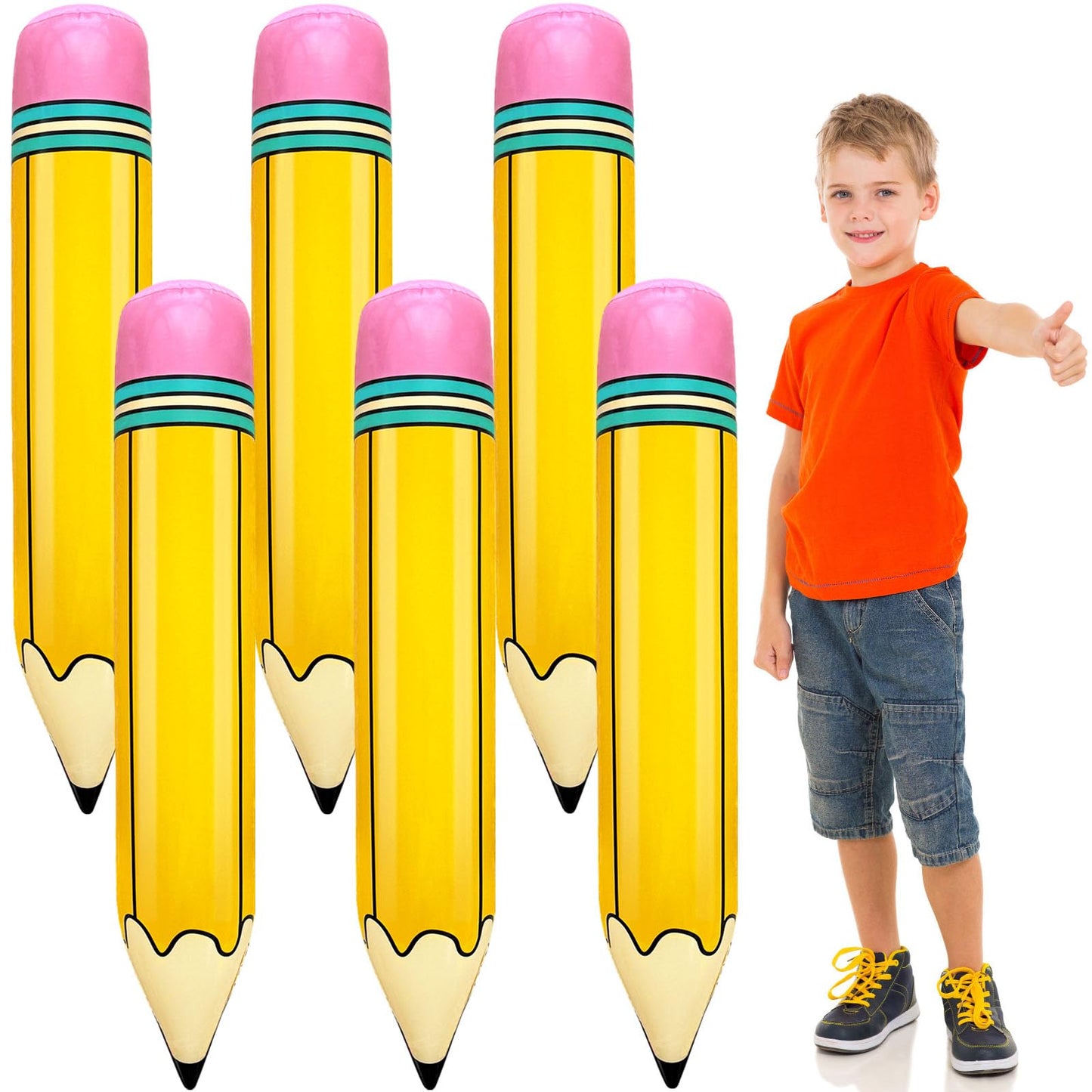 6 PCS 27 Inch Large Inflatable Pencil,Blow up Pencil Balloon,Back to School Graduation Decor for Classroom Birthday Party Supplies