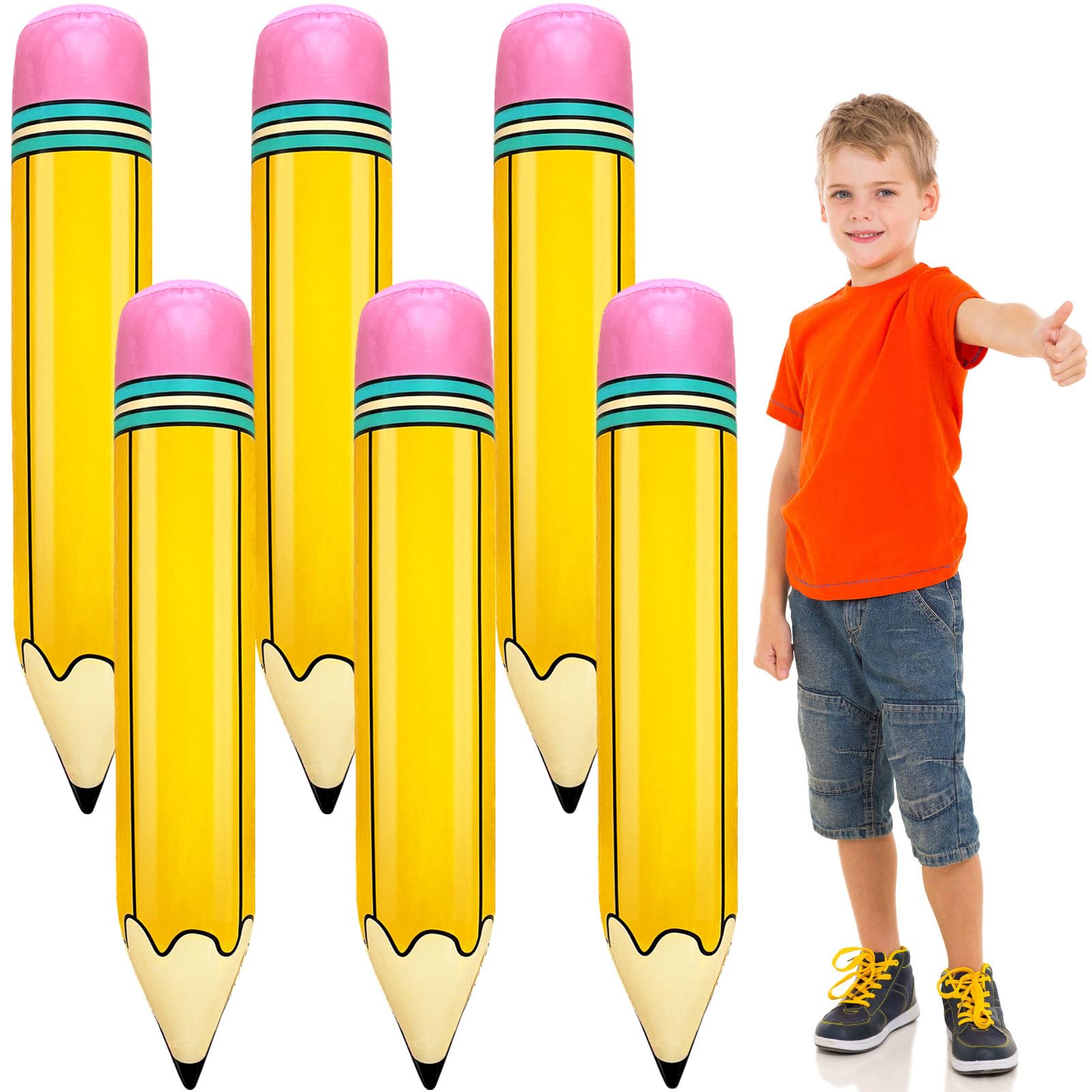 6 PCS 27 Inch Large Inflatable Pencil,Blow up Pencil Balloon,Back to School Graduation Decor for Classroom Birthday Party Supplies