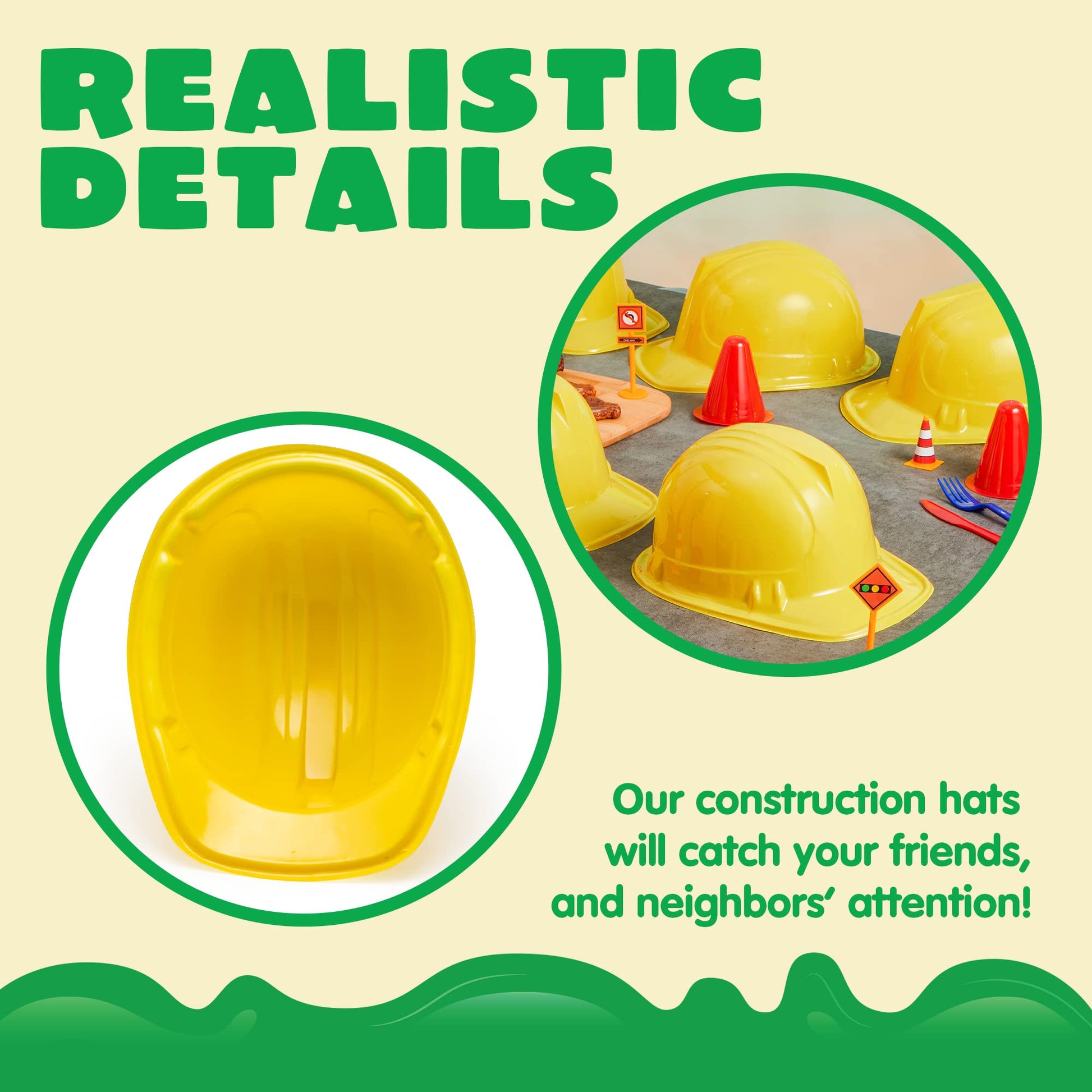 JOYIN 24 Pcs Toy Construction Hard Hats, Soft Plastic Yellow Kids Party Hat, Birthday for Construction Birthday Party, Children’s Engineer,Building