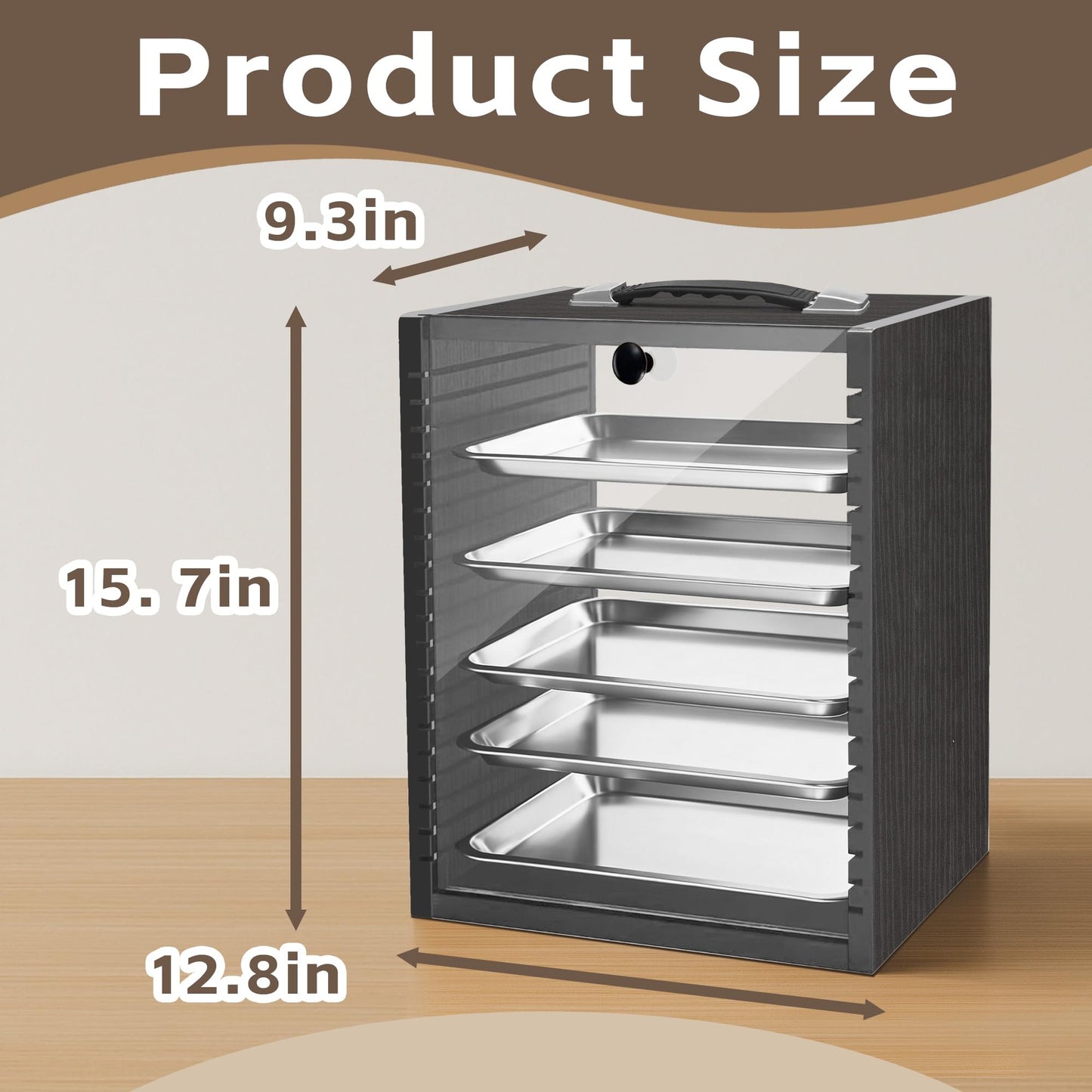 Miniature Storage Case for Collectibles Miniatures, Wooden Miniature Display Cases with 5 Trays, Transparent Front and Back for Better Display