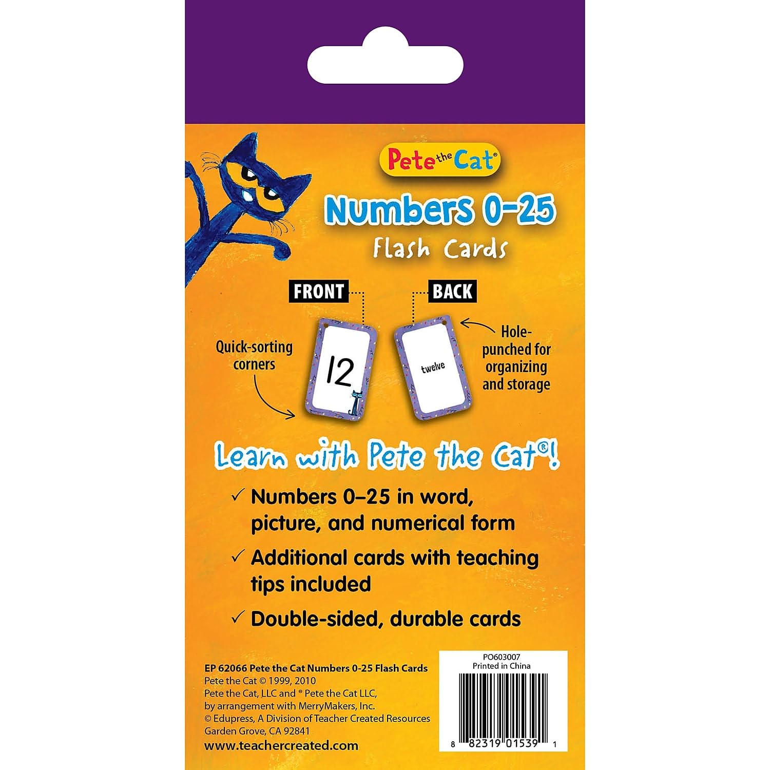 Pete The Cat® Numbers 0-25 Flash Cards (EP62066)