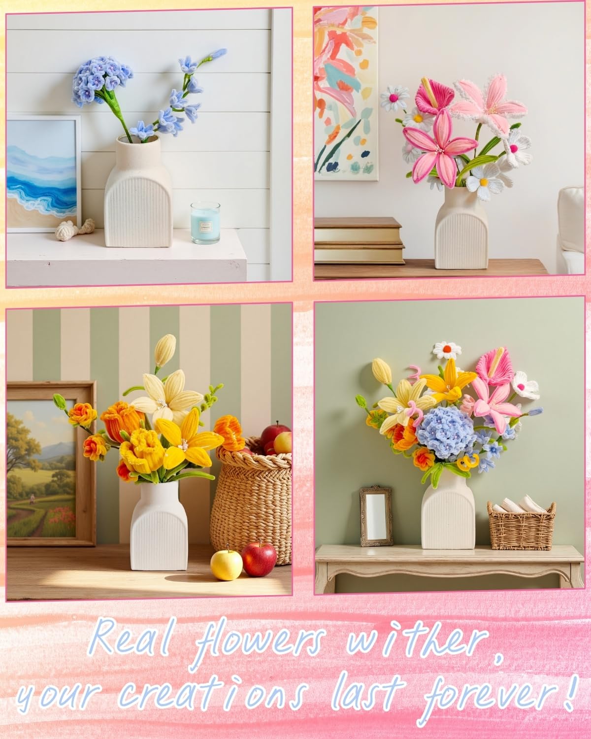 YYUENG TAK 500 Pcs Dopamine Colors Pipe Cleaners Flower kit,Chenille Stems for DIY Art Projects Creative Gift,Pipe Cleaners Craft