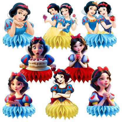 8Pcs White Princess Table Centerpieces Birthday Party Supplies Double Side Table Decorations for Girls Party Decorations