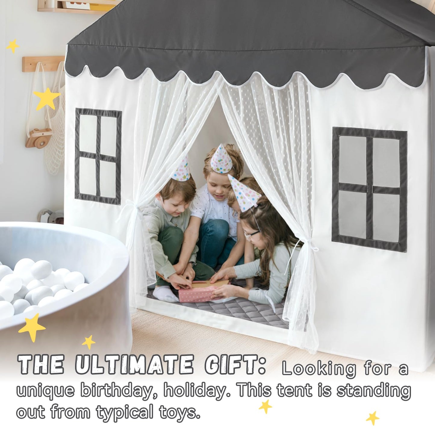 Kids Play Tent with Padded Mat, Kids Tent Playhouse Tent for Kids Ages 4-8
