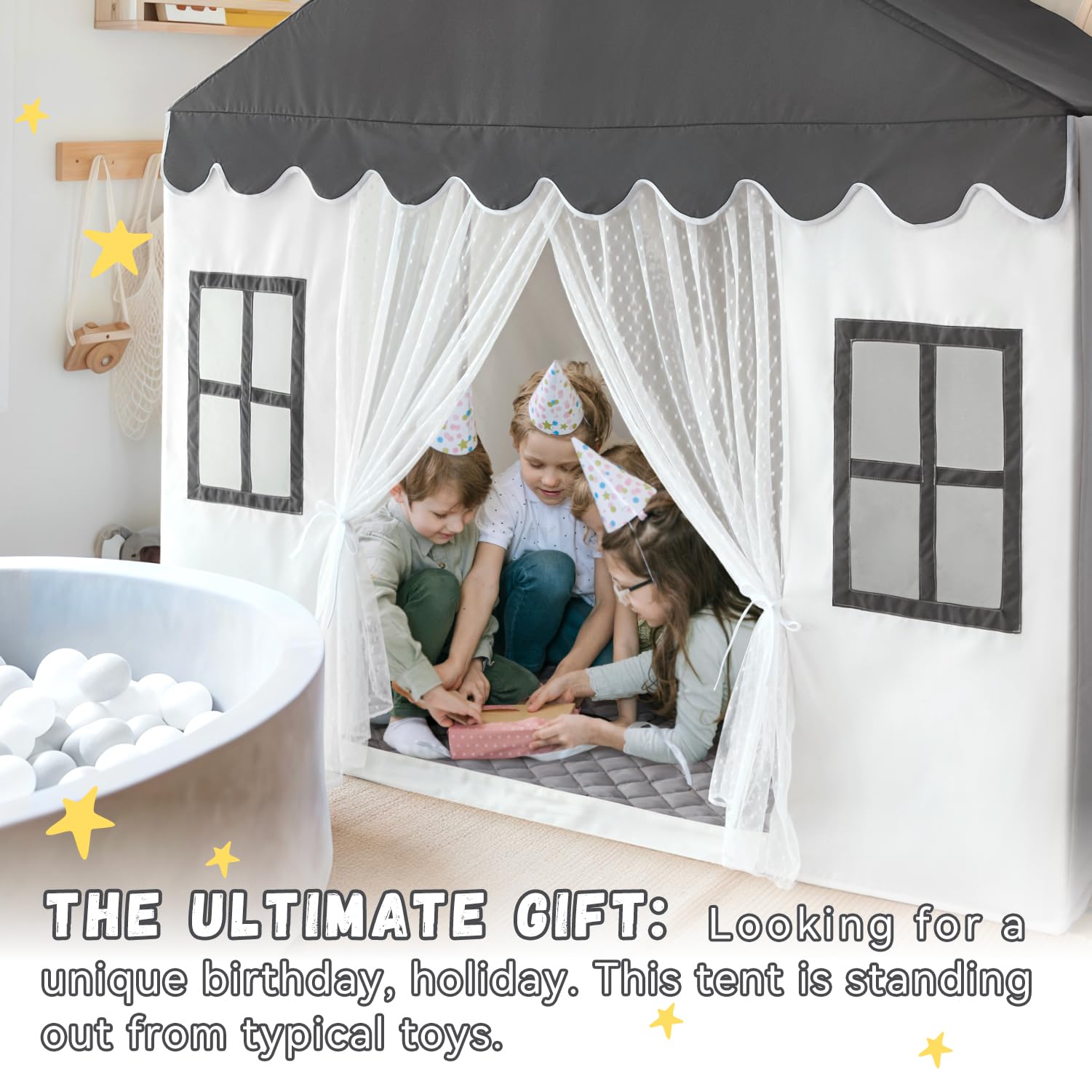 Kids Play Tent with Padded Mat, Kids Tent Playhouse Tent for Kids Ages 4-8