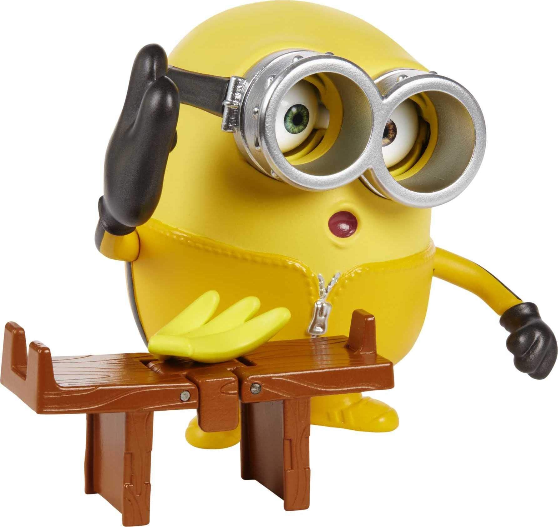 Minions: Loud 'n Rowdy Bob Talking Action Figure with Kung Fu Bench Toy, Kids Gift Ages 4 Years & Older