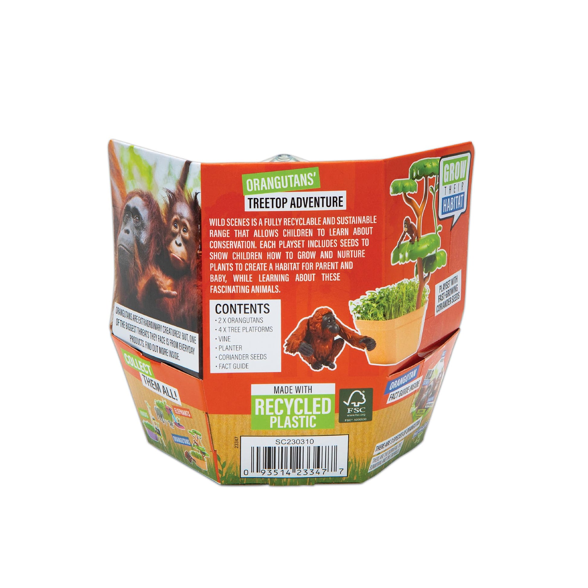 Wild Scenes Orangutans' Treetop Adventure - Grow & Play Kit Environmentally Friendly Wildlife Conservation Toy - Animal Playset for Kids Ages 4 and Up