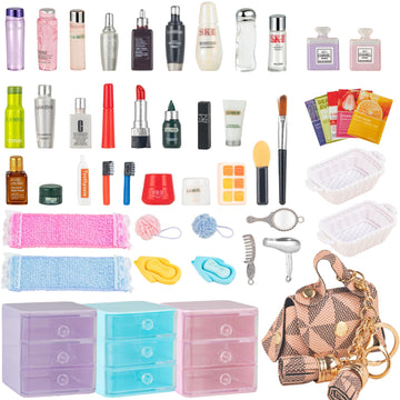 SAMCAMI Miniature Dollhouse Accessories, Mini Jewelry Storage, Mini Fashion and Dollhouse Bathroom Accessories, Mini Stuff, Miniature Makeup