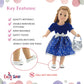 Emily Rose 18" Doll Holiday Dress Set - Midnight Star Sparkly Blue Party Dress with Silver Sequin Shoes & Purse - Premium Gift Boxed Outfit Compatible