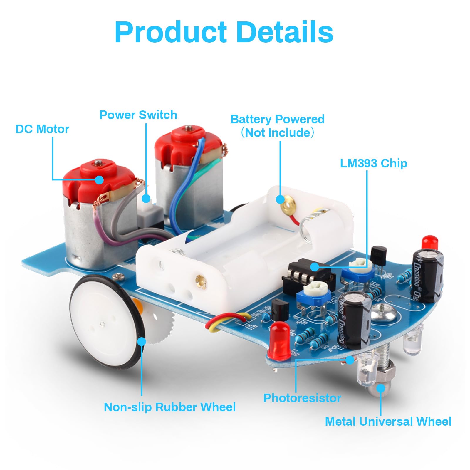 MiOYOOW 2 Pack Line Following Robot Car Kit, Beginners Smart Car Soldering Practice Kit STEM Educational Electronics Soldering Projects for School