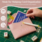 YCQDDA Mahjong Card Holder Sleeve for American Mahjong Cards, Pink PU Leather Mahjong Card Case Cover, Large Card Sleeve Protector with Snap Closure