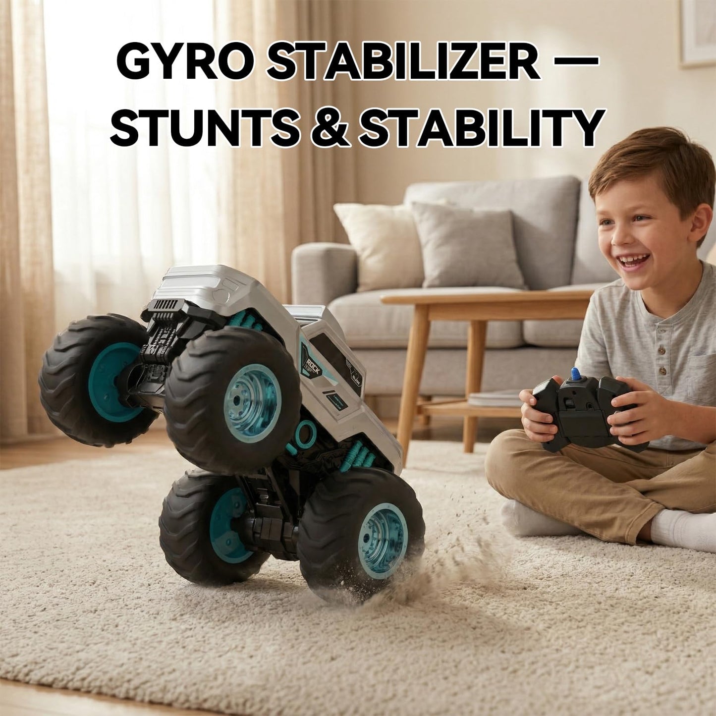 Werlutch 1:14 Amphibious Remote Control Car with Gyro Stabilizer, 4WD Waterproof All Terrain RC Monster Truck, 2.4 GHz Off-Road Toys for Boys Kids