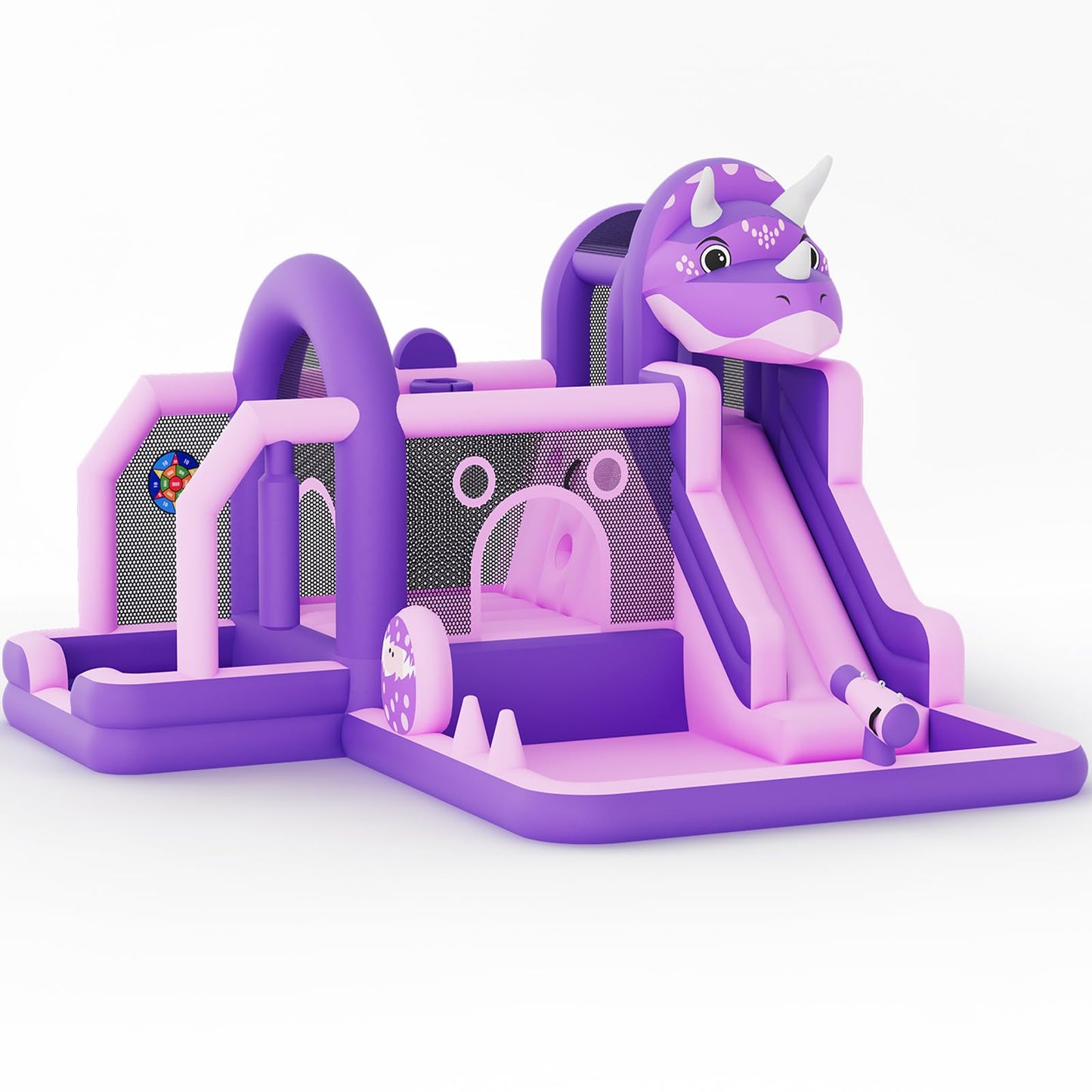 Bounce House, Inflatable Dinosaur Bouncer with Slide and Air Blower, Oxford Cloth Jumping Castle for Kids, Durable Sewn Bouncy House with Large Play