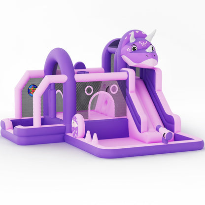 Bounce House, Inflatable Dinosaur Bouncer with Slide and Air Blower, Oxford Cloth Jumping Castle for Kids, Durable Sewn Bouncy House with Large Play