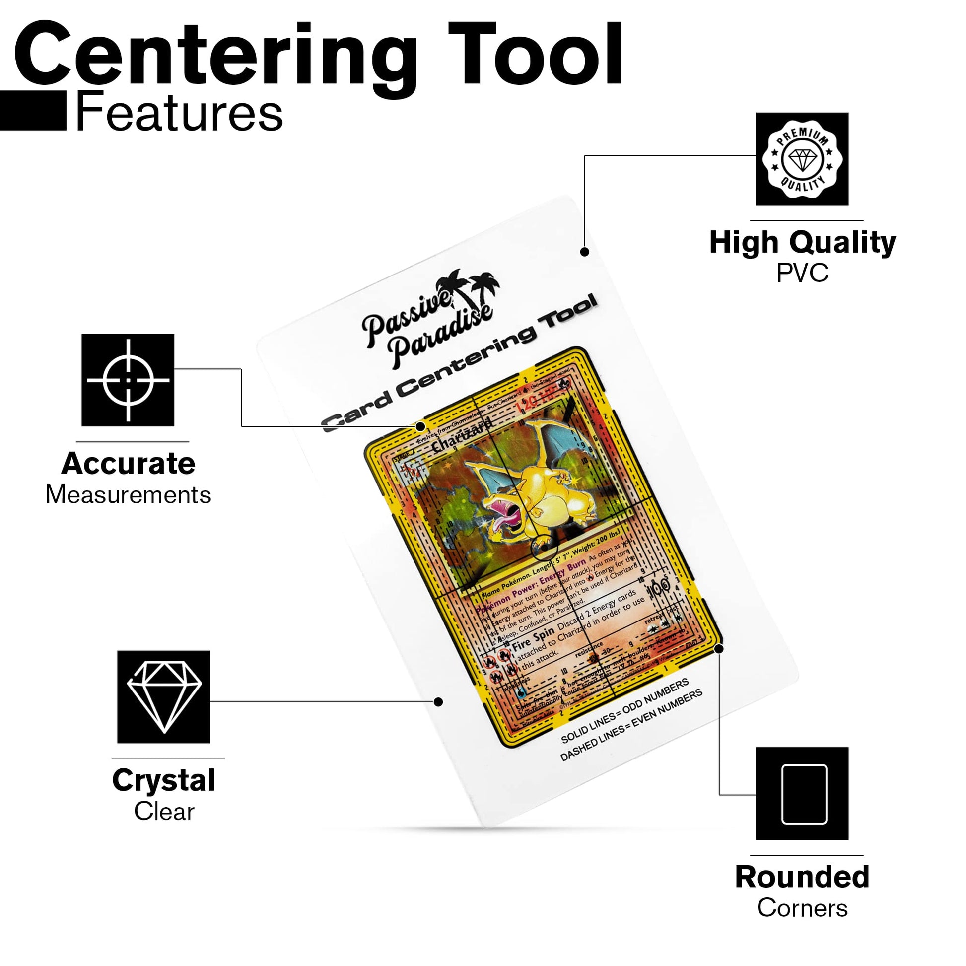 Passive Paradise Card Grading Centering Tool Set for Pokemon - Magnifying Tool & Cleaning Cloth Included - Trading Card Submission Pre-Inspection Kit