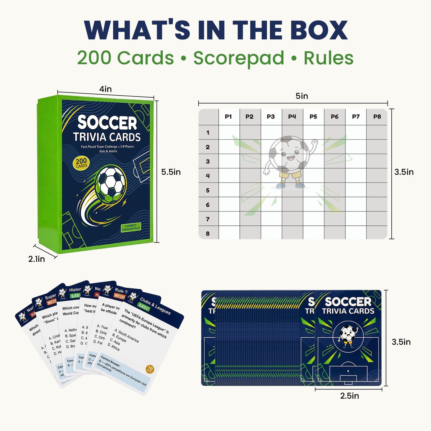 Terraluce Soccer Card Game for Kids & Adults - Family Party Game for 2-8 Players, Trivia Quiz & Knowledge, for Soccer Fans, 2026 Soccer Season