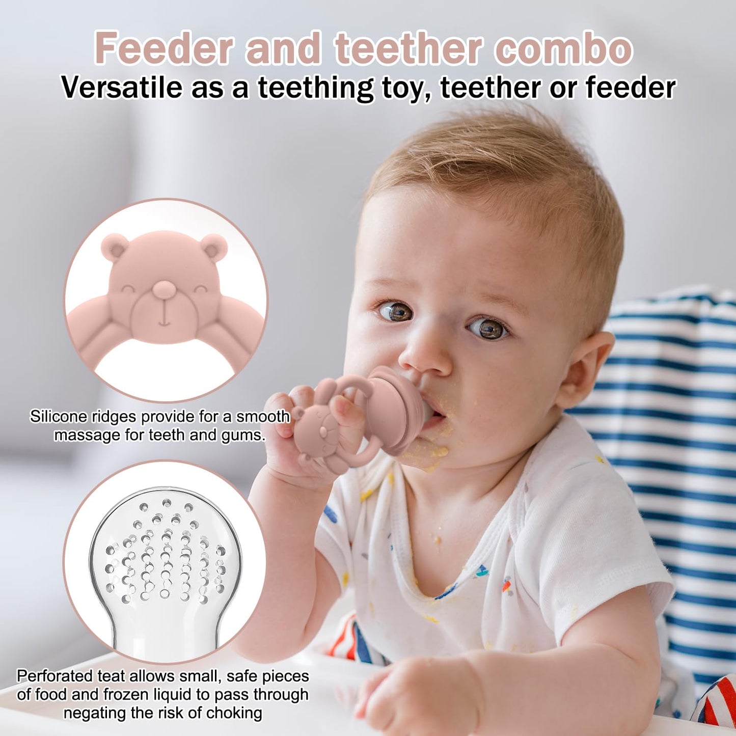 MISSLILI Baby Silicone Fruit Food Feeder Pacifier & Breastmilk Popsicle Freezer Molds,BPA Free Baby Food Storage Containers Frozen Ice Tray for Baby