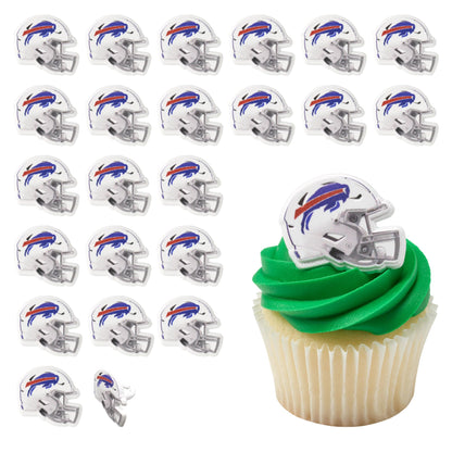 DecoPac NFL Buffalo Bills Helmet Rings, 24 Football Cupcake Decorations, Officially Licensed, Football Rings, Food Safe Cake Toppers - 24 Pack