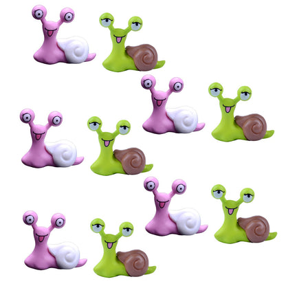 BronaGrand 10pcs Garden Ornament Miniature Snail Figurine Resin Craft Fairy Dollhouse Decor Bonsai Plant Decoration