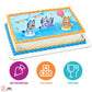 DecoSet® Bluey Dance Mode Cake Toppers, 3 Piece Cake Decoration With Bluey And Bingo Figurines and Muffin & Socks Poly Pic, For Birthday, Parties