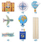 Travel Theme Centerpiece Sticks Set of 21- Adventure Awaits & Bon Voyage Party Decorations, World Map Table Centerpieces for Around the World