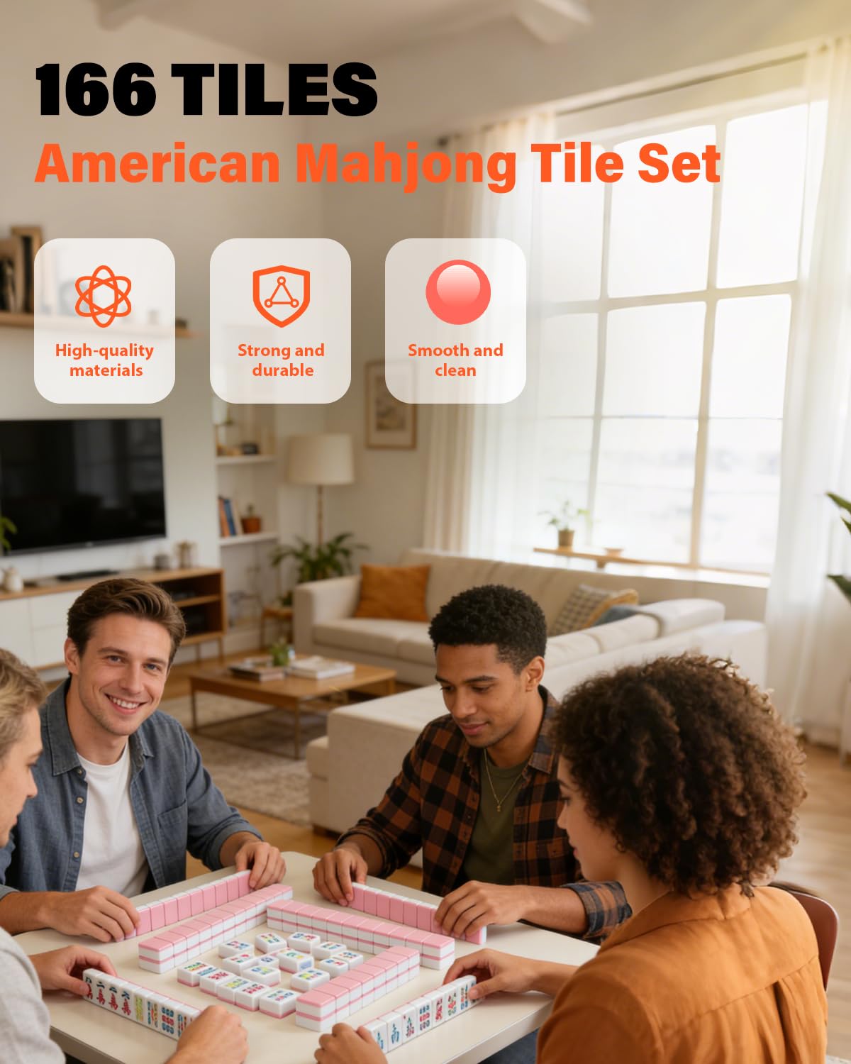 1.2" American Mahjong Tile Set, 166 Tiles + 4 Dice, Mahjong Tiles Only